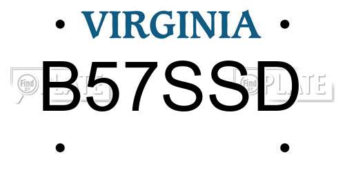 B57SSD Virginia License Plate