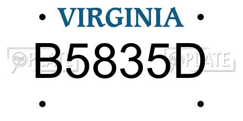 B5835D Virginia License Plate