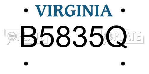 B5835Q Virginia License Plate