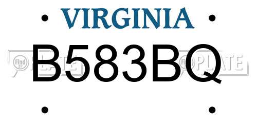 B583BQ Virginia License Plate
