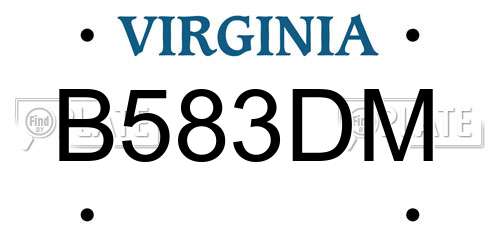 B583DM Virginia License Plate