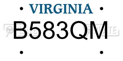 B583QM Virginia License Plate