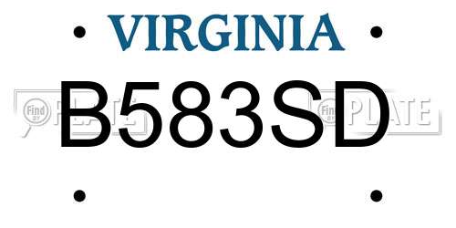 B583SD Virginia License Plate