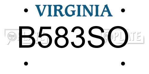 B583SO Virginia License Plate