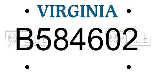 B584602 Virginia License Plate