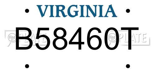 B58460T Virginia License Plate