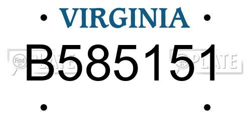 B585151 Virginia License Plate