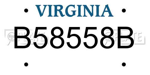 B58558B Virginia License Plate