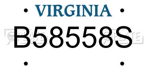 B58558S Virginia License Plate