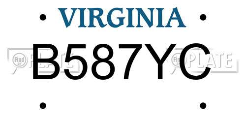 B587YC Virginia License Plate