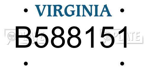 B588151 Virginia License Plate