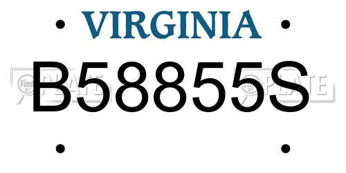 B58855S Virginia License Plate