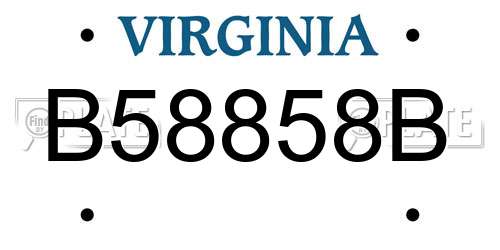 B58858B Virginia License Plate