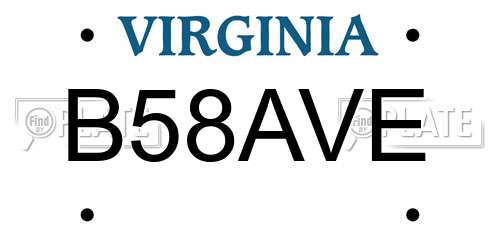 B58AVE Virginia License Plate