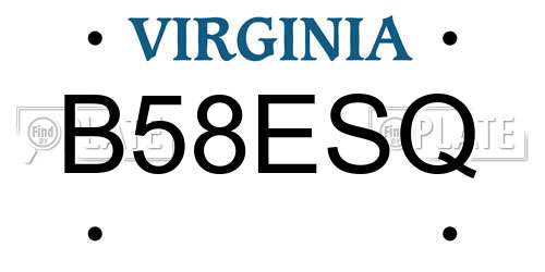 B58ESQ Virginia License Plate