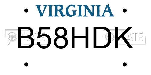 B58HDK Virginia License Plate