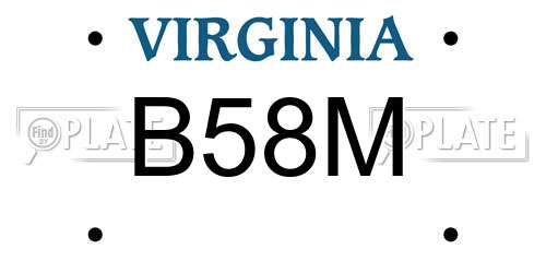 B58M Virginia License Plate