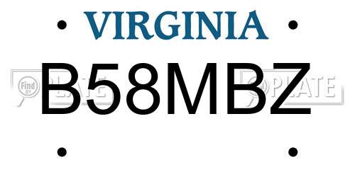 B58MBZ Virginia License Plate