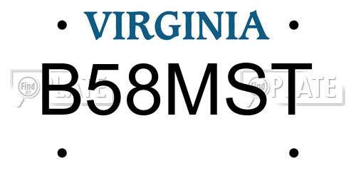 B58MST Virginia License Plate