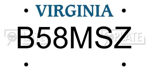 B58MSZ Virginia License Plate