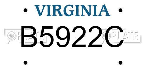 B5922C Virginia License Plate
