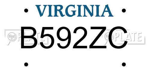 B592ZC Virginia License Plate