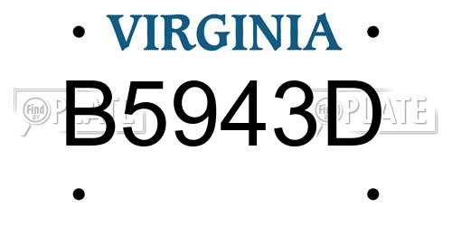 B5943D Virginia License Plate