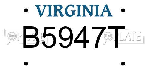 B5947T Virginia License Plate