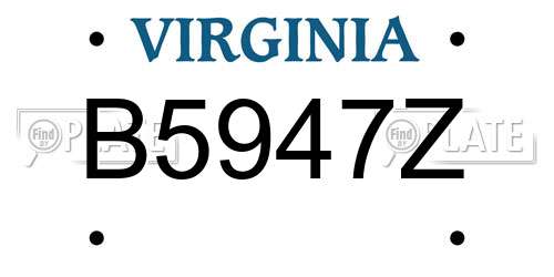 B5947Z Virginia License Plate