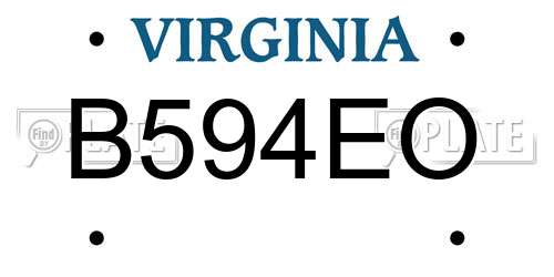 B594EO Virginia License Plate