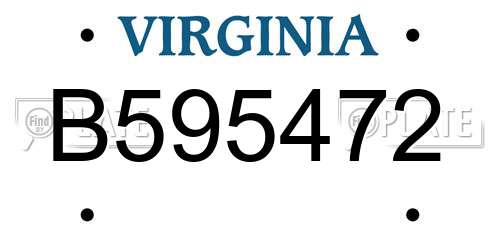 B595472 Virginia License Plate