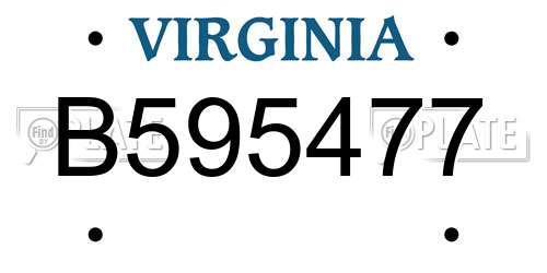 B595477 Virginia License Plate