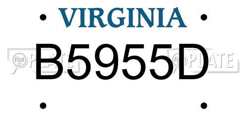 B5955D Virginia License Plate