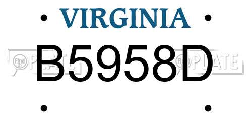 B5958D Virginia License Plate