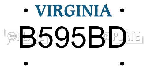 B595BD Virginia License Plate