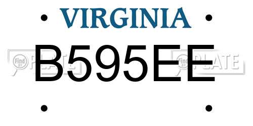 B595EE Virginia License Plate