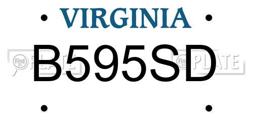 B595SD Virginia License Plate
