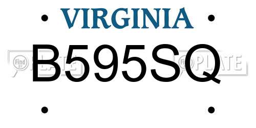 B595SQ Virginia License Plate