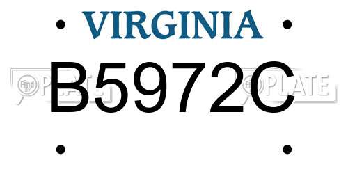 B5972C Virginia License Plate