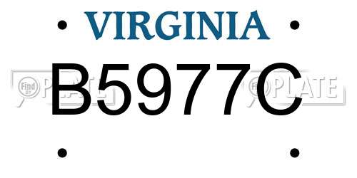 B5977C Virginia License Plate