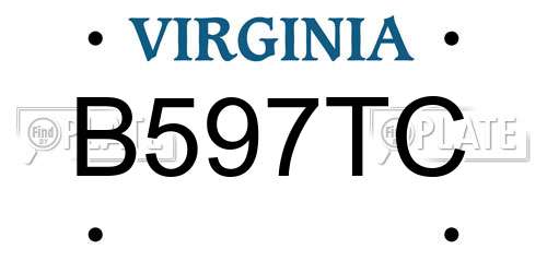 B597TC Virginia License Plate