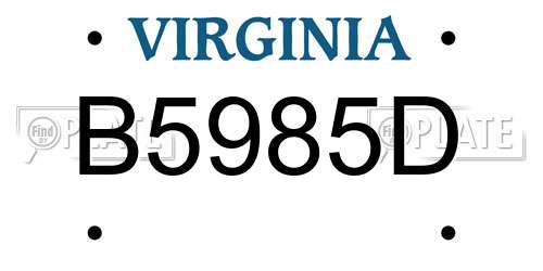 B5985D Virginia License Plate