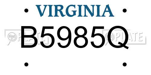 B5985Q Virginia License Plate