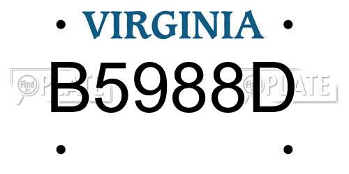 B5988D Virginia License Plate