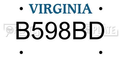 B598BD Virginia License Plate