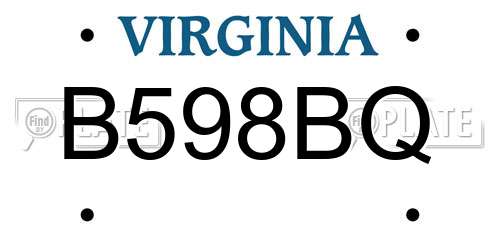B598BQ Virginia License Plate