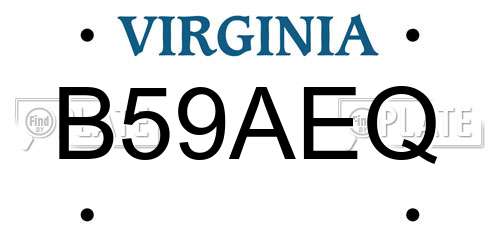 B59AEQ Virginia License Plate