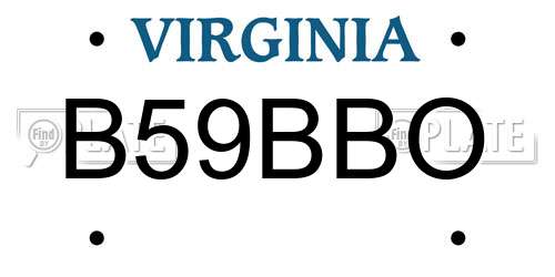 B59BBO Virginia License Plate