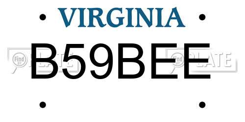 B59BEE Virginia License Plate