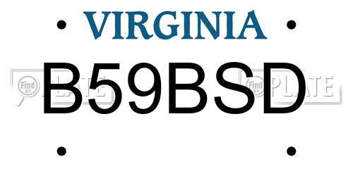 B59BSD Virginia License Plate